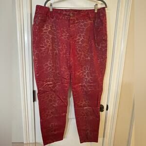Lane Bryant Red / Gold Animal Print Skinny Jean - EUC 18